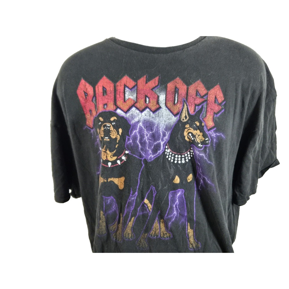 DOM Men's Black Back Off‎ Tough Dogs Stretch Graphic T-Shirt Size 3XL (54-56)